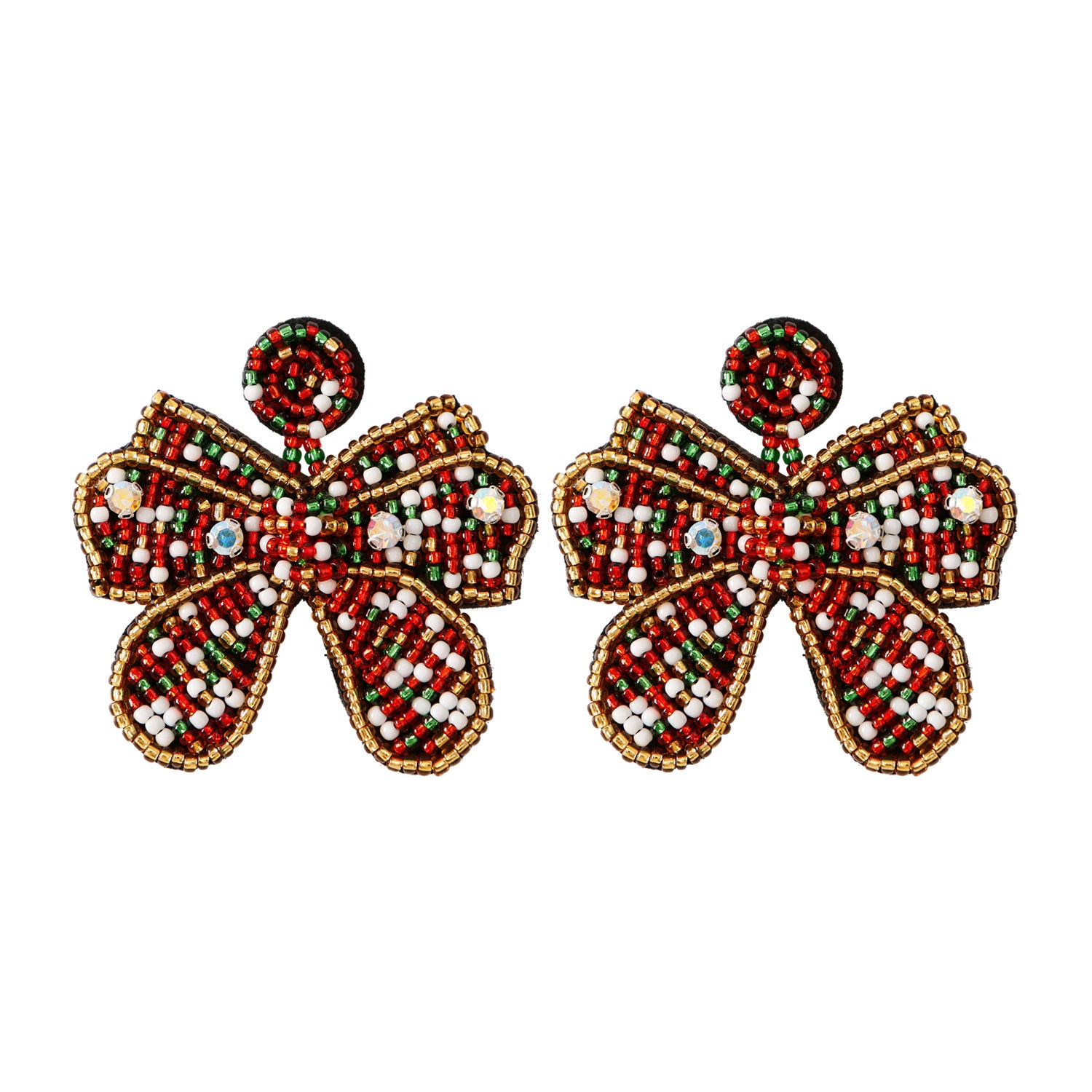 Wholesale Boho Bow Earrings Christmas Hand Woven Rice Beads Earrings