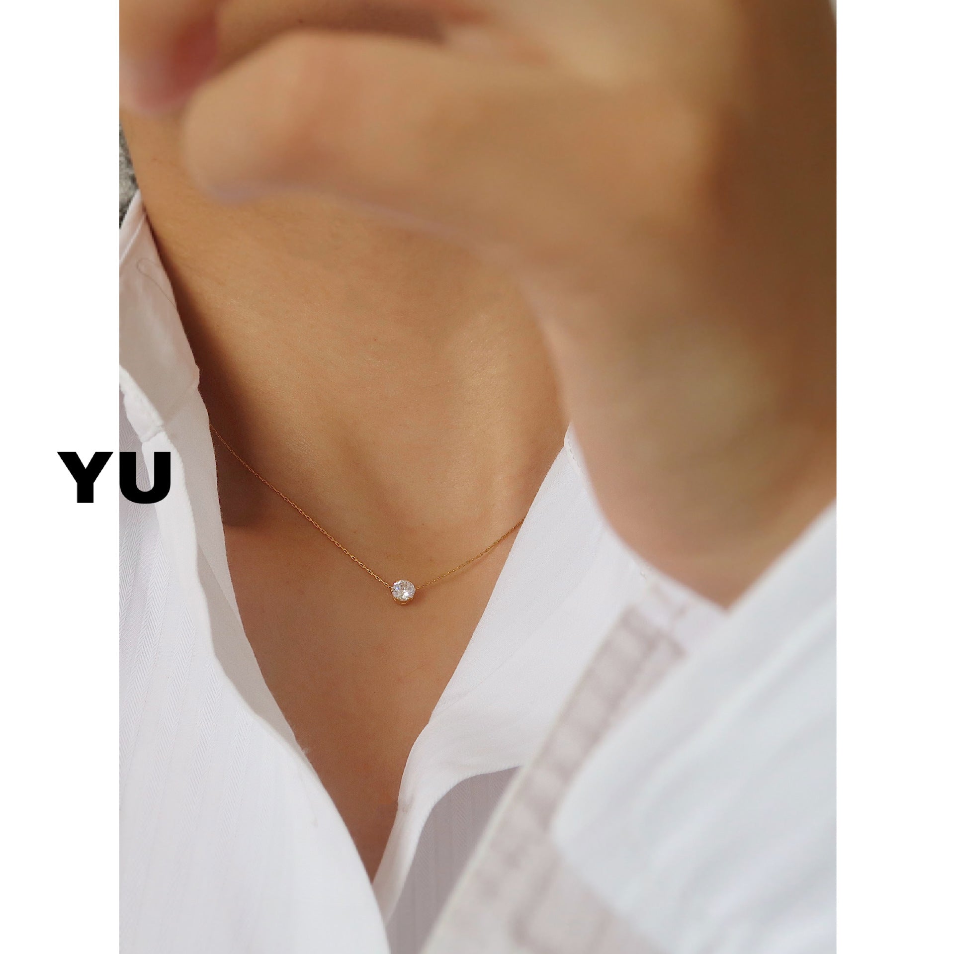 Wholesale Titanium Steel Electroplated 18K Zircon Necklace