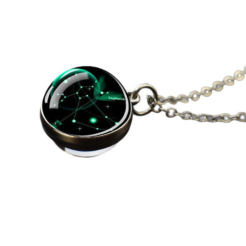 Wholesale Luminous Zodiac Starry Sky Glass Ball Necklace