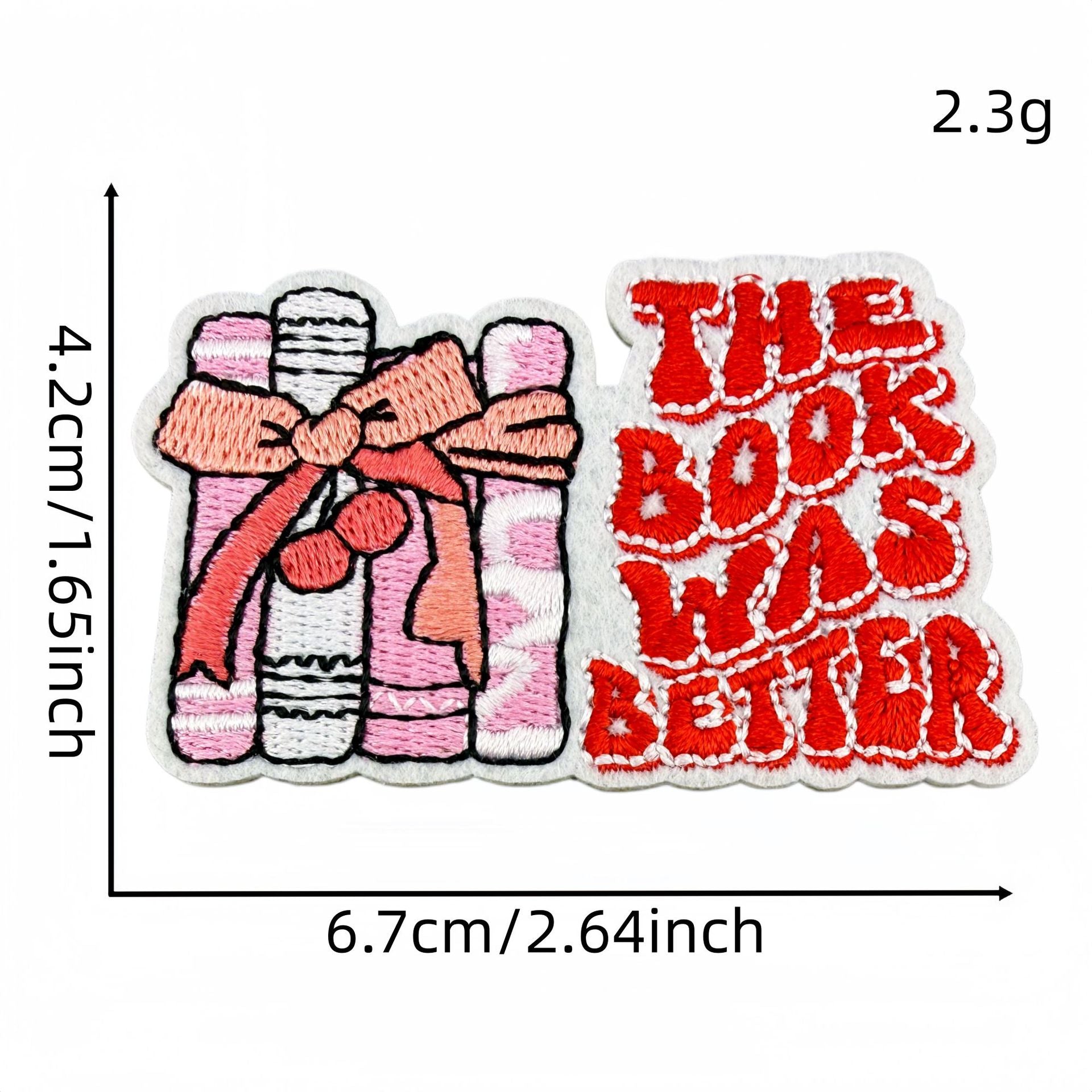 Wholesale Pink Reading Theme Embroidered Patches Book Decorative Stickers 15Pcs For Clothes Bags DIY Gift Boutique Resale