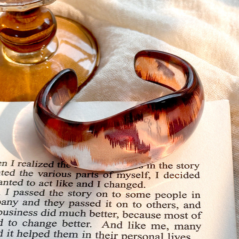 Wholesale 10pcs Bracelet C- shaped Simple Resin Bracelet Fashion Leopard Open Bracelet