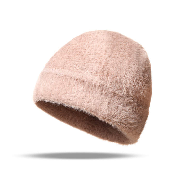 Wholesale Cashmere Blend Knitted Hat Solid Color Double Sided Warm Hat