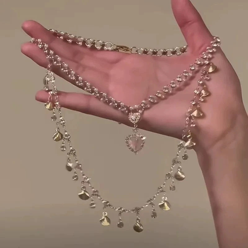 Wholesale Planet Love Butterfly Knot Diamond Pearl Bead Necklace