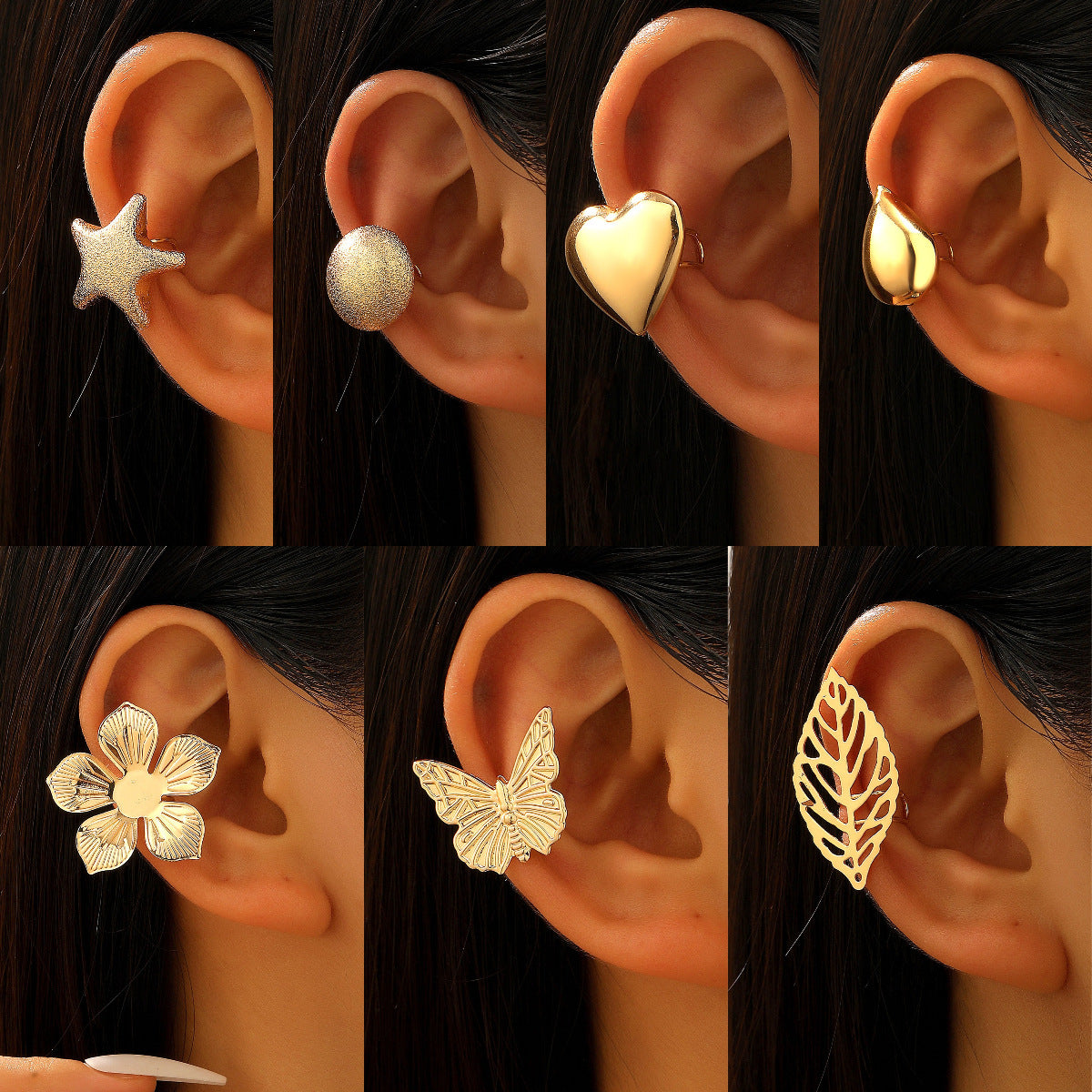 Wholesale Starfish Sun Moon Flower Ear Cuff No Piercing Women Vacation Style Fashion Accessory