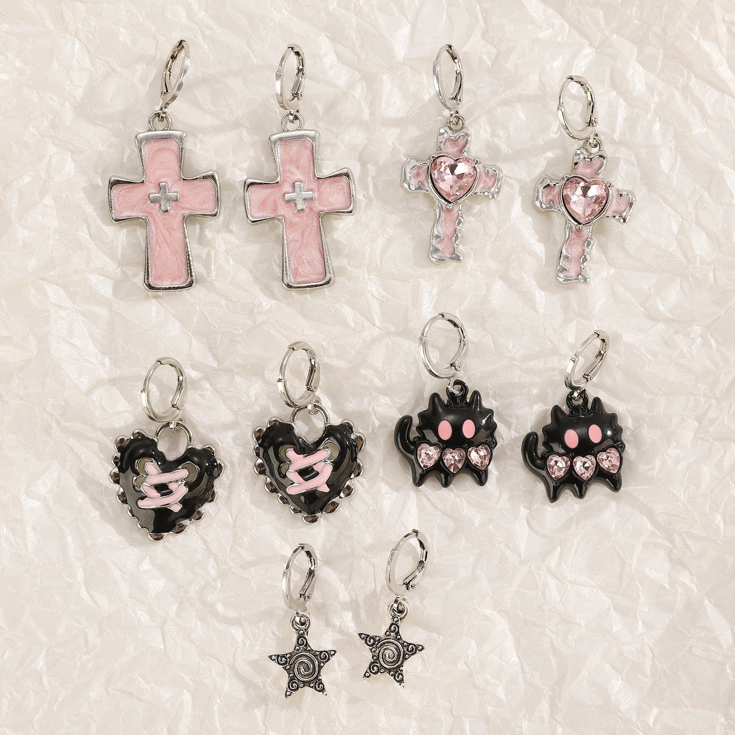 Wholesale Trendy Silver Cross Earrings For Women Hip Hop Party Jewelry Gift Boutique Accessory