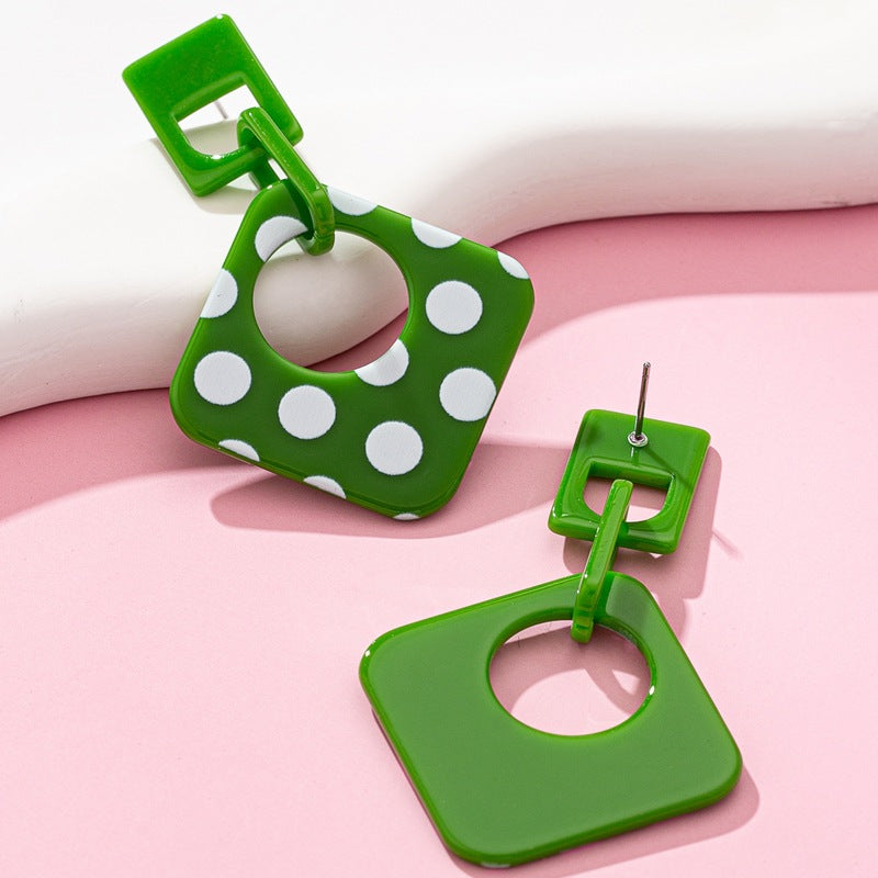 Wholesale Pink polka dots Acrylic Earrings