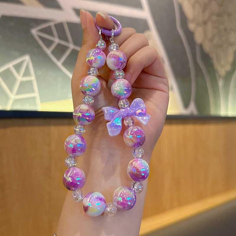 Wholesale Creative Bow Rabbit Beaded Acrylic Beads Color Plated Keychain