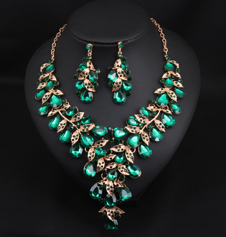 Wholesale Women's Evening Dress Accessories Large Waterdrop Necklace Earrings Set