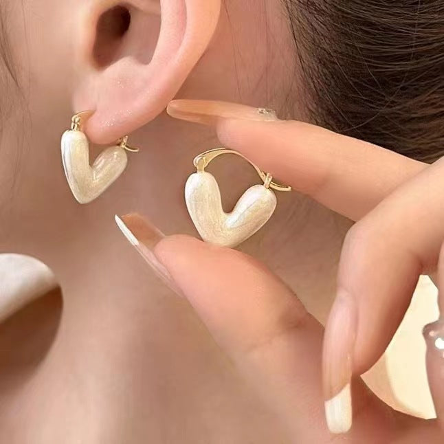 Wholesale Oil Drop Heart Earrings French Heart Shape Earrings