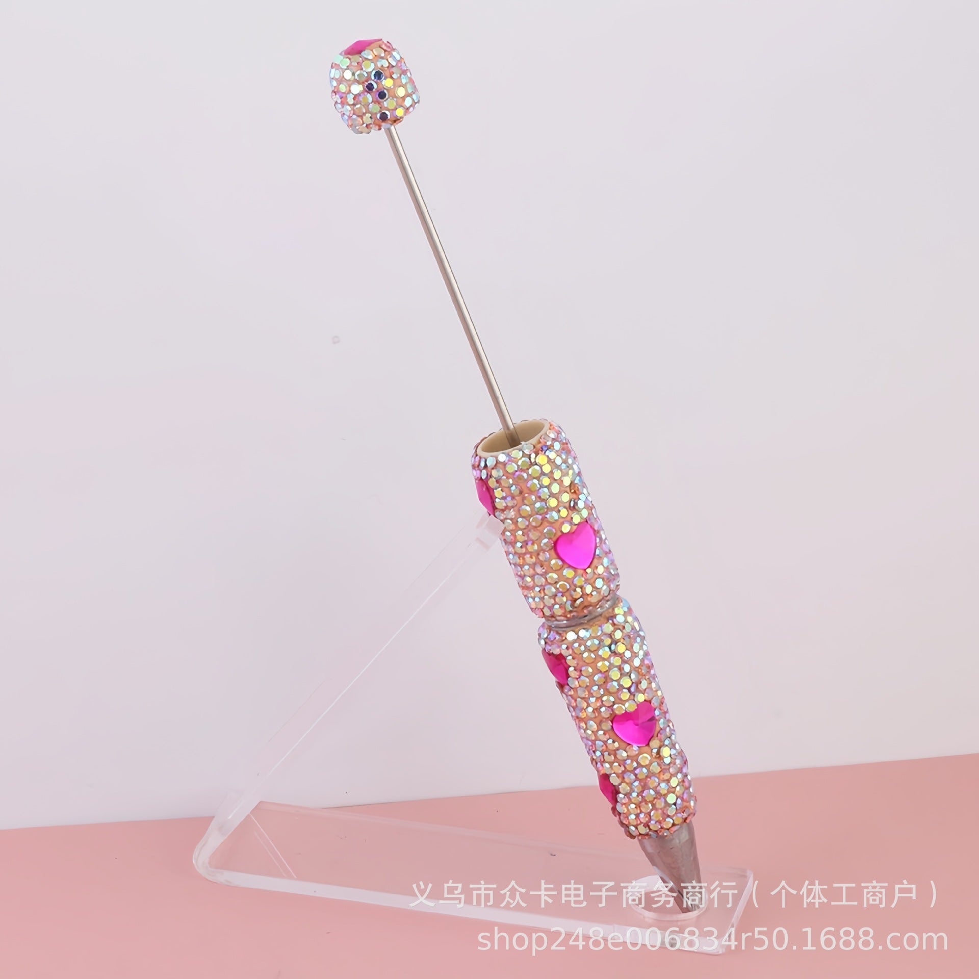 Wholesale 10pcs Heart-Shaped Colorful  Full Diamond  DIY Fancy Beadable Pens
