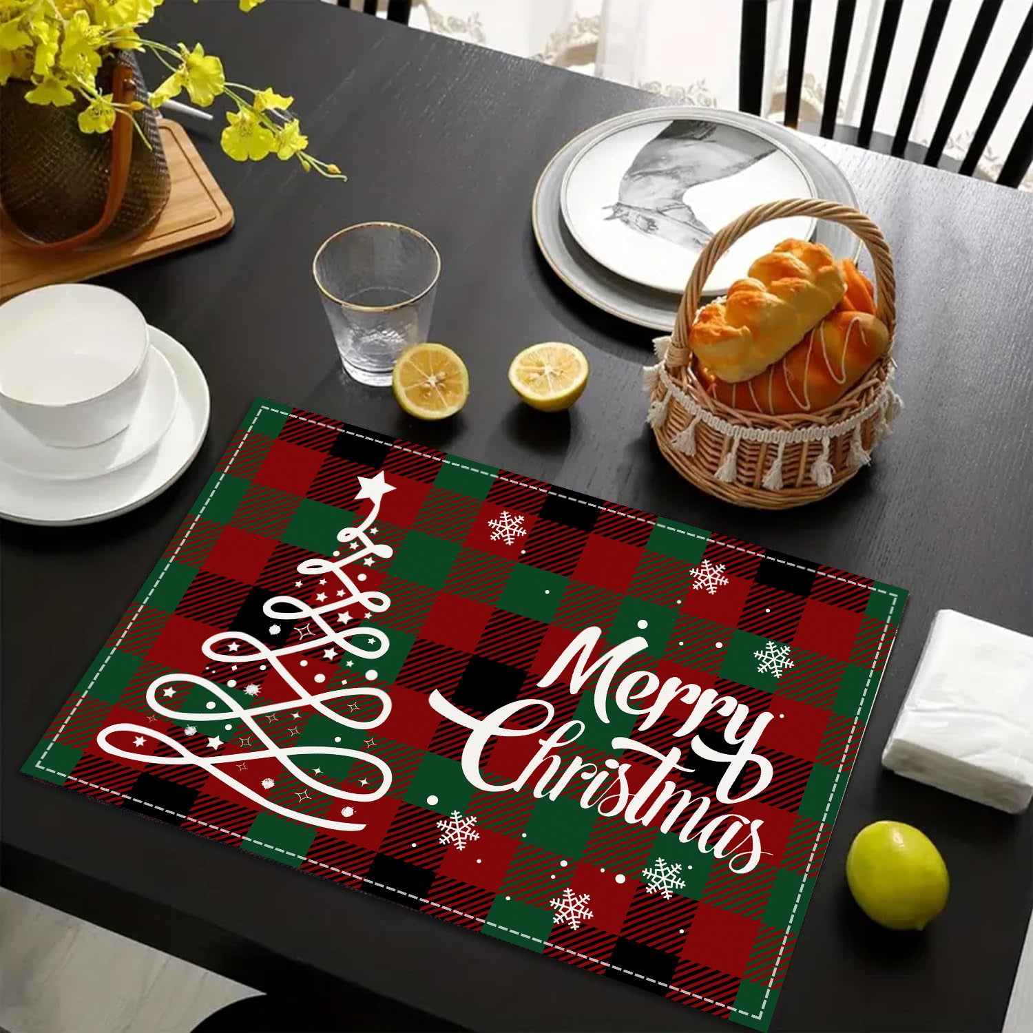 Wholesale Santa Claus Monogram Print Dining Room Decoration Insulated Table Mat