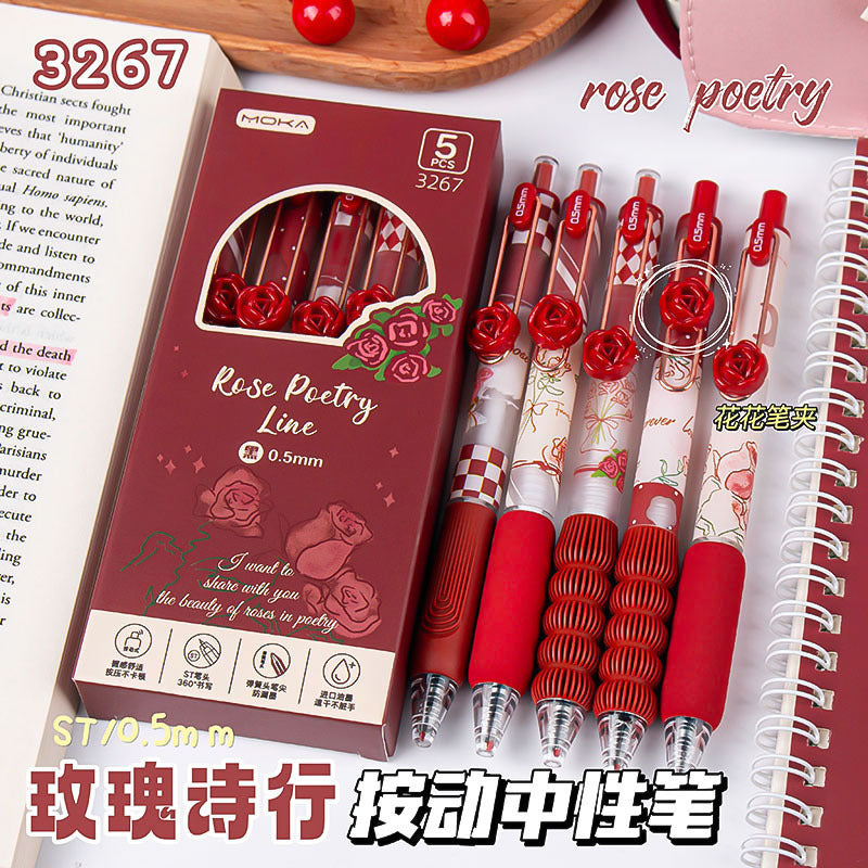 Wholesale Colorful flowers press neutral Plastic Pen