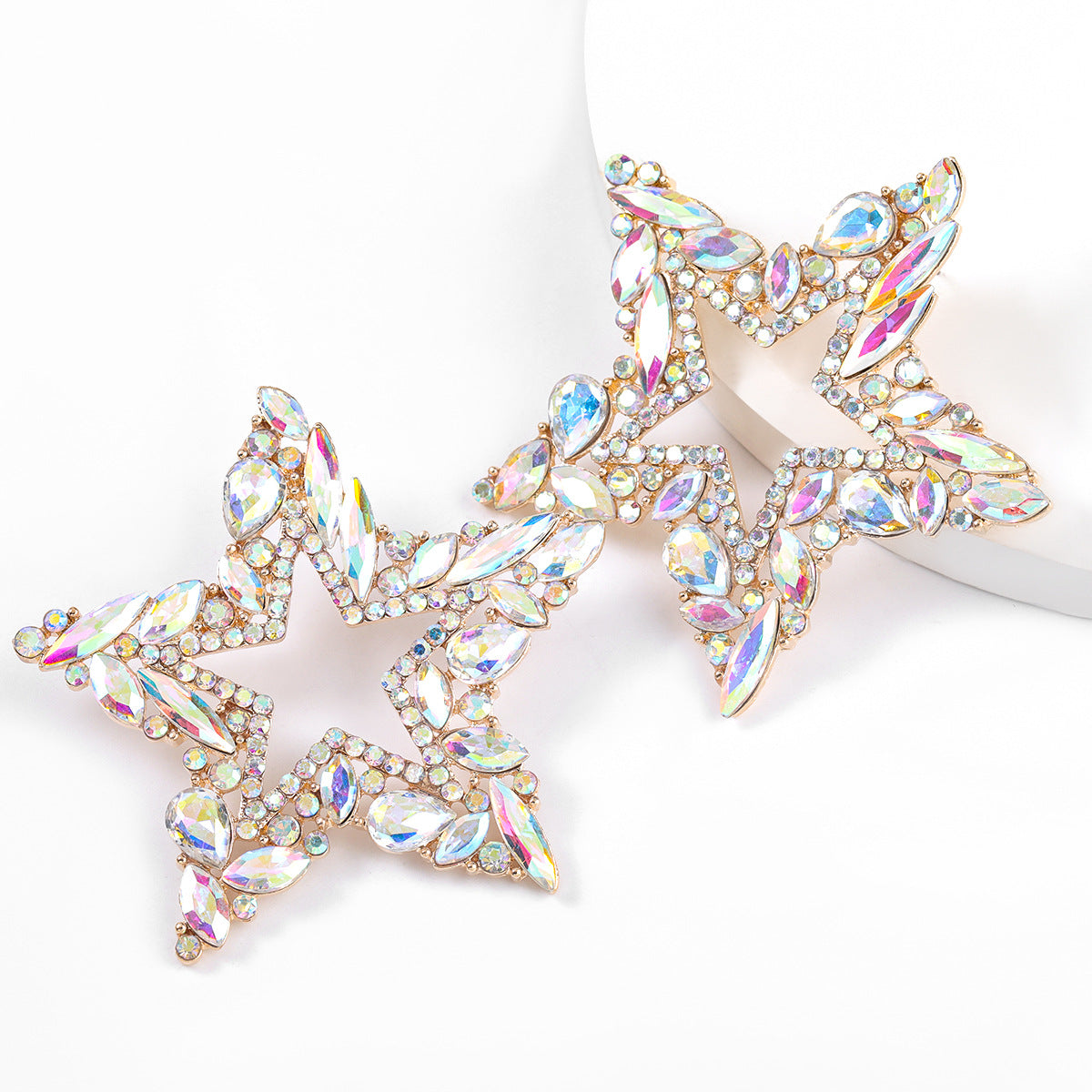 Wholesale Super Flash Claw Chain Rhinestone Diamond Pentagram Earrings