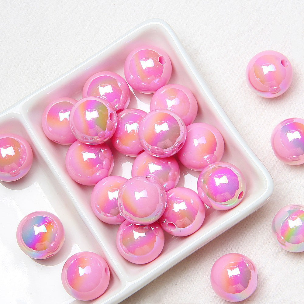 Wholesale 20pcs acrylic plated color beaded hand-painted beads ovules diy