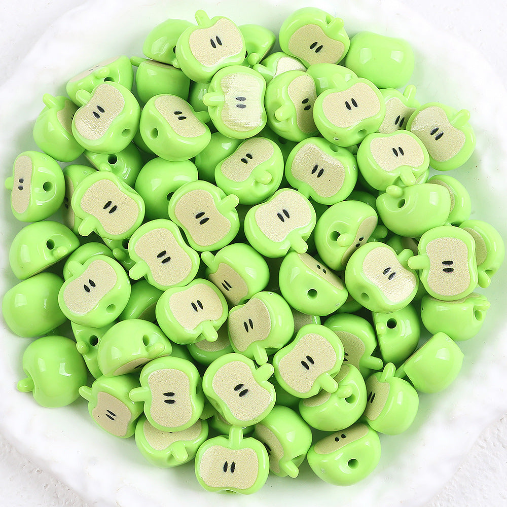 Wholesale 5pcs Handmade DIY Acrylic Beads Cute Bear Apple Five-Pointed Star