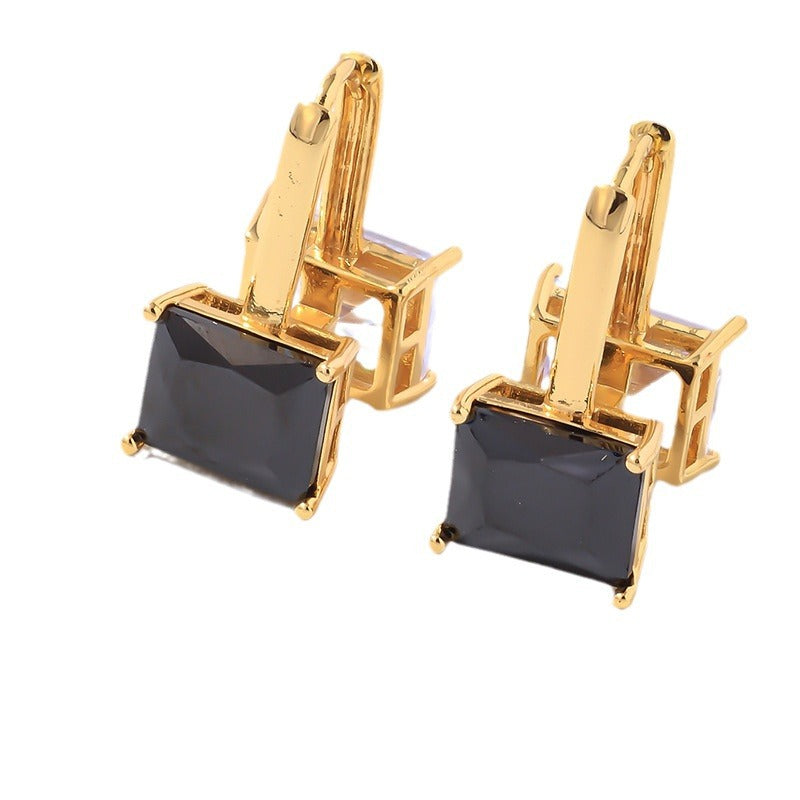 Wholesale Double Sided Square Zircon Earrings