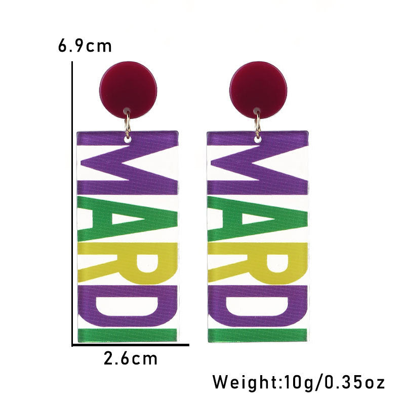 Wholesale Carnival Multi-layered Leaf  Mardi Gras Earrings