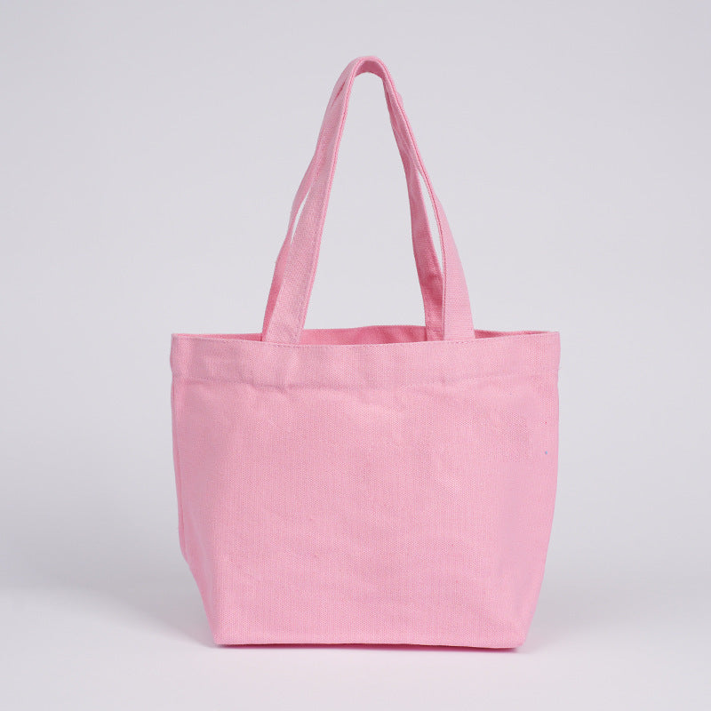 Wholesale 12 color cotton in stock canvas bag cute portable small cloth bag logo hand gift cotton bag