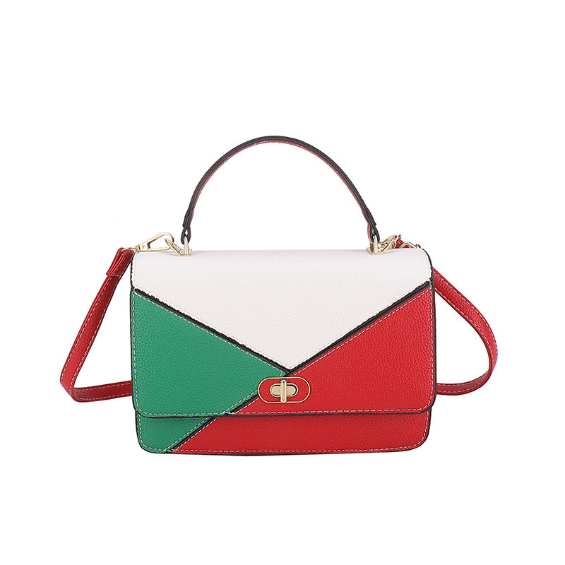 Wholesale Contrast Color Stitching PU Shoulder Bag