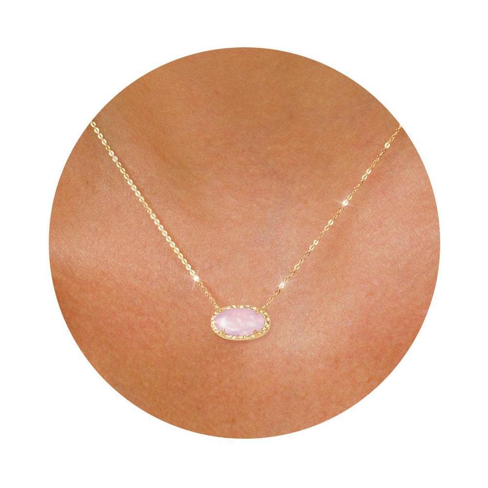 Wholesale Colored zircon natural stone oval necklace