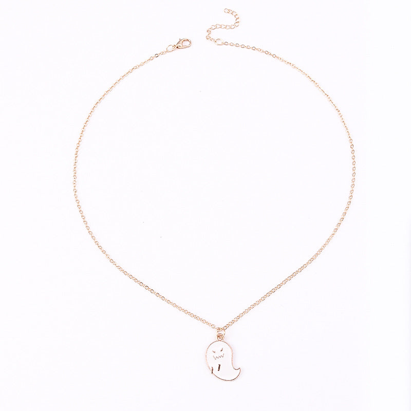 Wholesale Cartoon Halloween Necklace Set Ghost Pumpkin Lantern Collarbone Chain