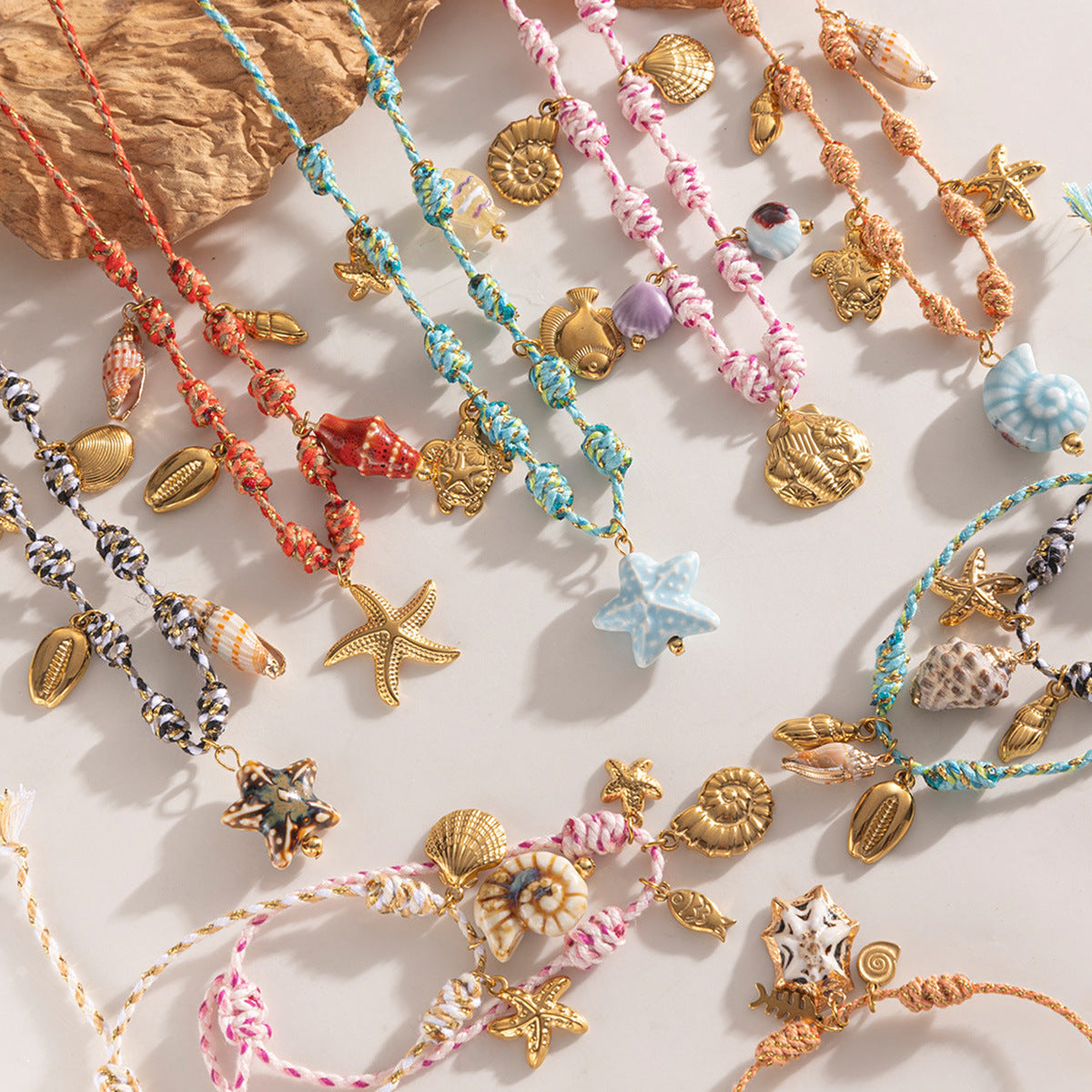 Wholesale Taina' s New Creative Ocean Series Stainless Steel Bracelet Girls Ceramic Conch Titanium Steel Pendant Shell Hand Jewelry