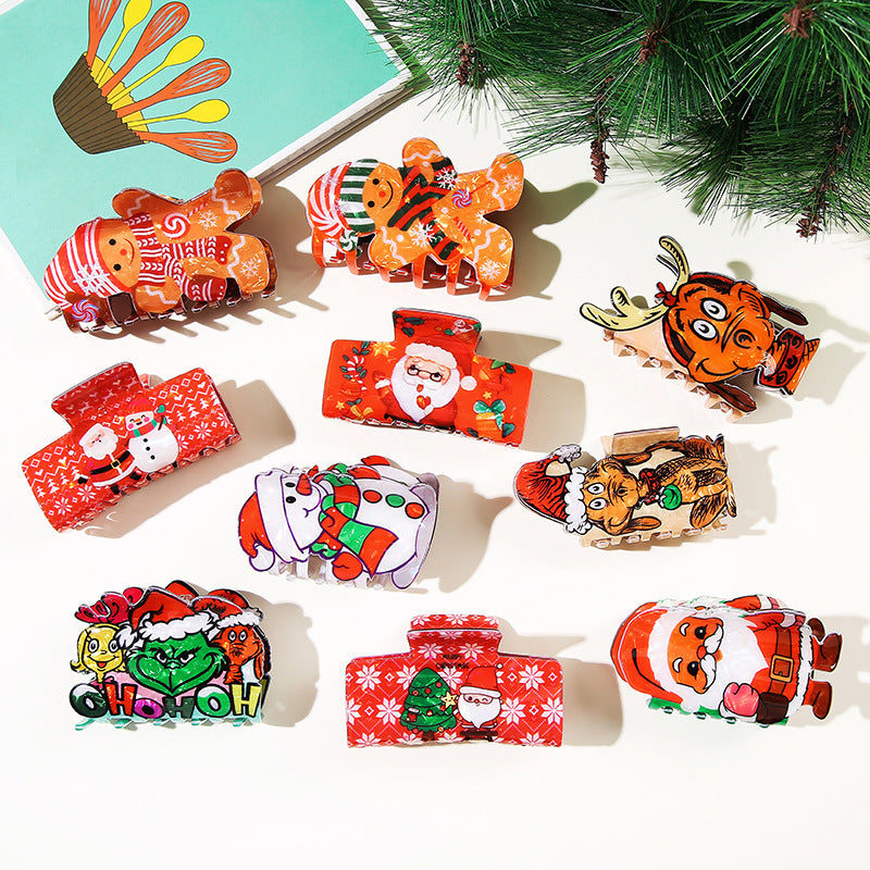 Wholesale Christmas Snowman Hair Claw Clip Snowflake Gingerbread Design Stylish Hair Accessory For Party Gift And Boutique Resale