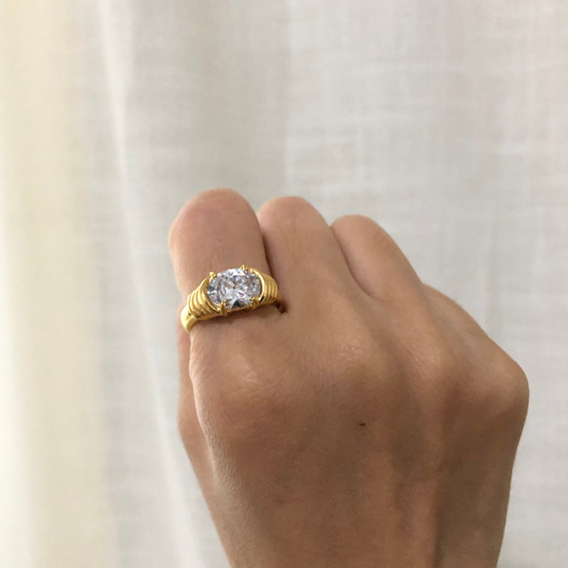 Wholesale Stainless Steel Retro Gemstone Rings