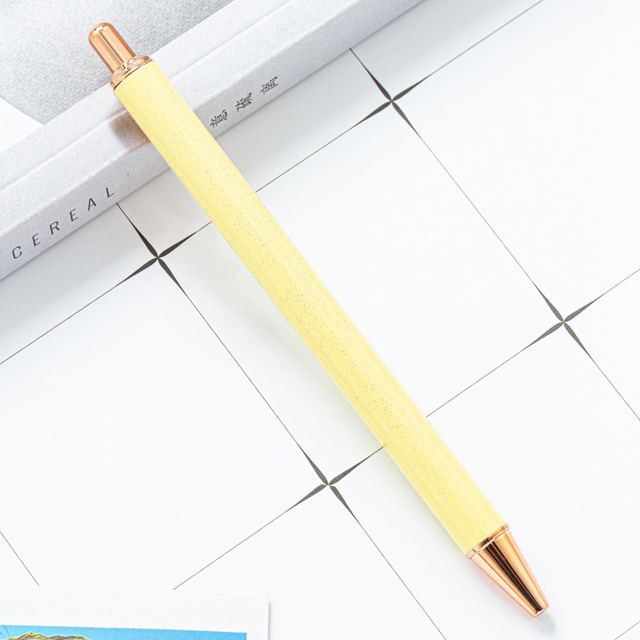 Wholesale Creative Glitter Printable Logo Metal Push Ballpoint Pen