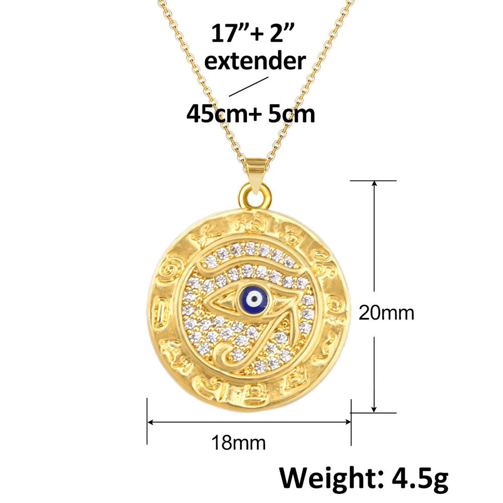 Wholesale Gold Plated Evil Eye Pendant Necklace European Fashion Style Jewelry Accessory For Everyday Gift