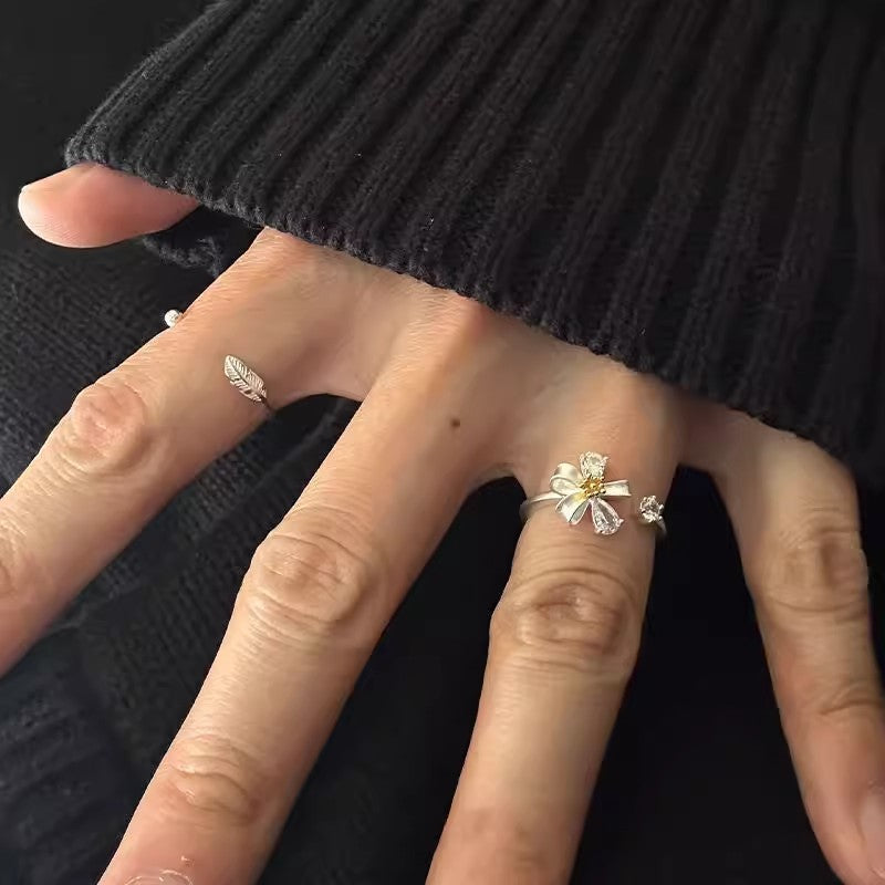 Wholesale Fresh and simple silver ring niche design light luxury finger ring