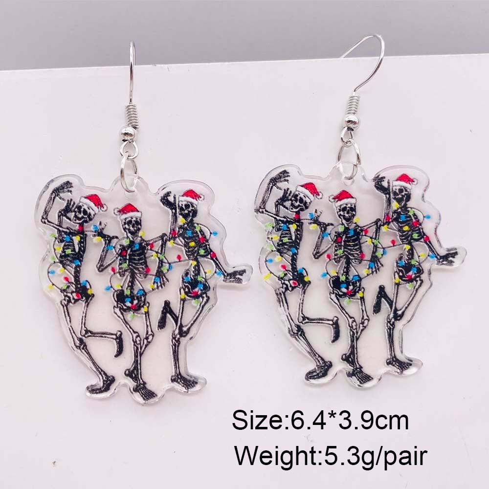 Wholesale Horror Christmas Gingerbread Man Skull Acrylic Earrings