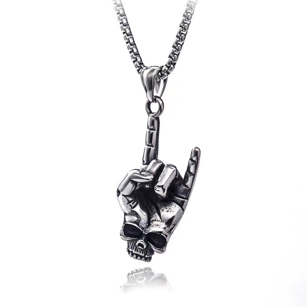 Wholesale Fashion  Hip-Hop Necklace for Men, Personalized Punk Style Steel Chain Pendan
