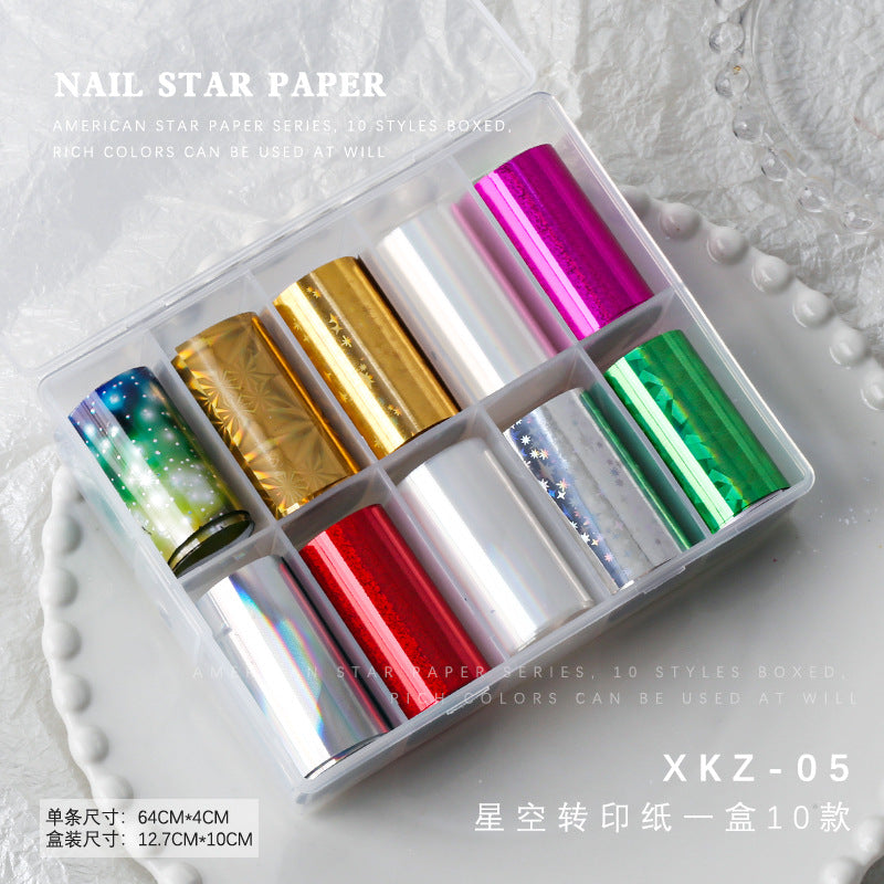 Wholesale Snow mowing nail art transfer paper gentle temperament gentle fairy hand-painted flower nail accessories starry sky transfer paper