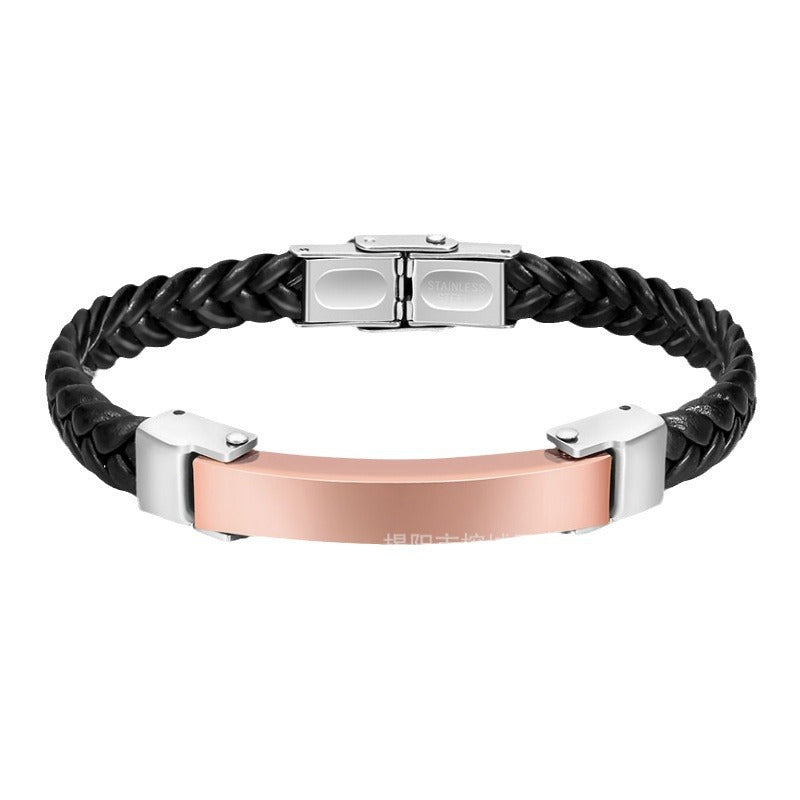 Wholesale Silicone Bracelet Microfiber Titanium Steel Gold-plated Rose Bracelet