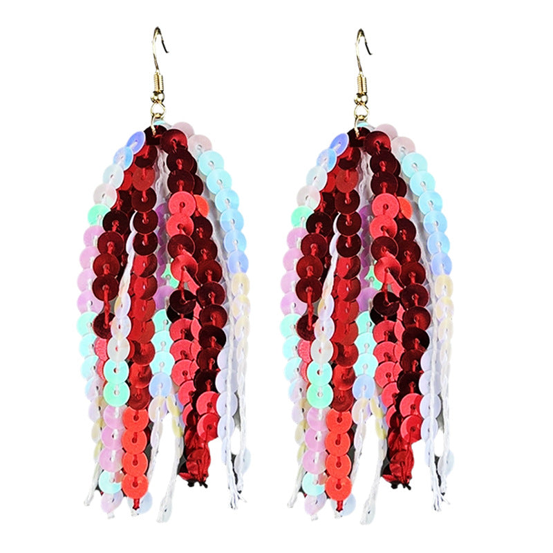 Wholesale Sports Season Multicolor Sparkling Tassel Earrings