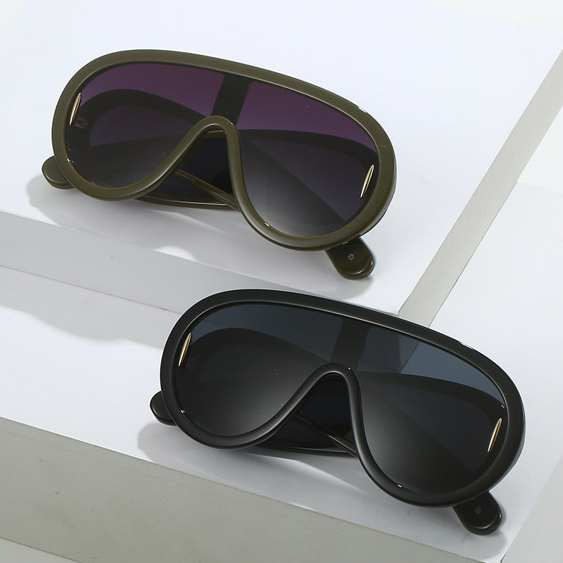 Wholesale Future Style Punk Hip Hop Large Frame One-piece Sunglasses