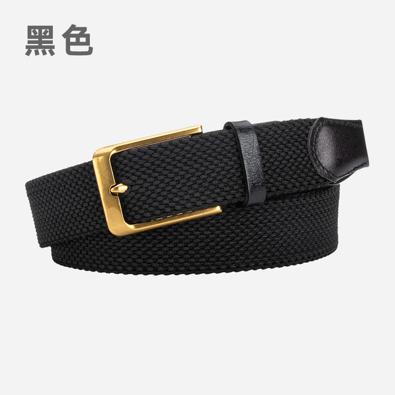 Wholesale cowhide braided belt pin buckle no hole vintage genuine leather belt