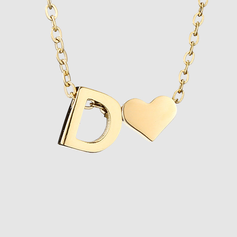 Wholesale Heart Letter Pendant Gold Plated Necklaces