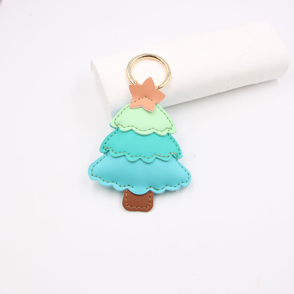 Wholesale Trendy Multi Layer Christmas Tree Leather Bag Charm Artificial Leather Light Green Pendant For Suitcase Handbag Car Key Fashion Accessory Gift