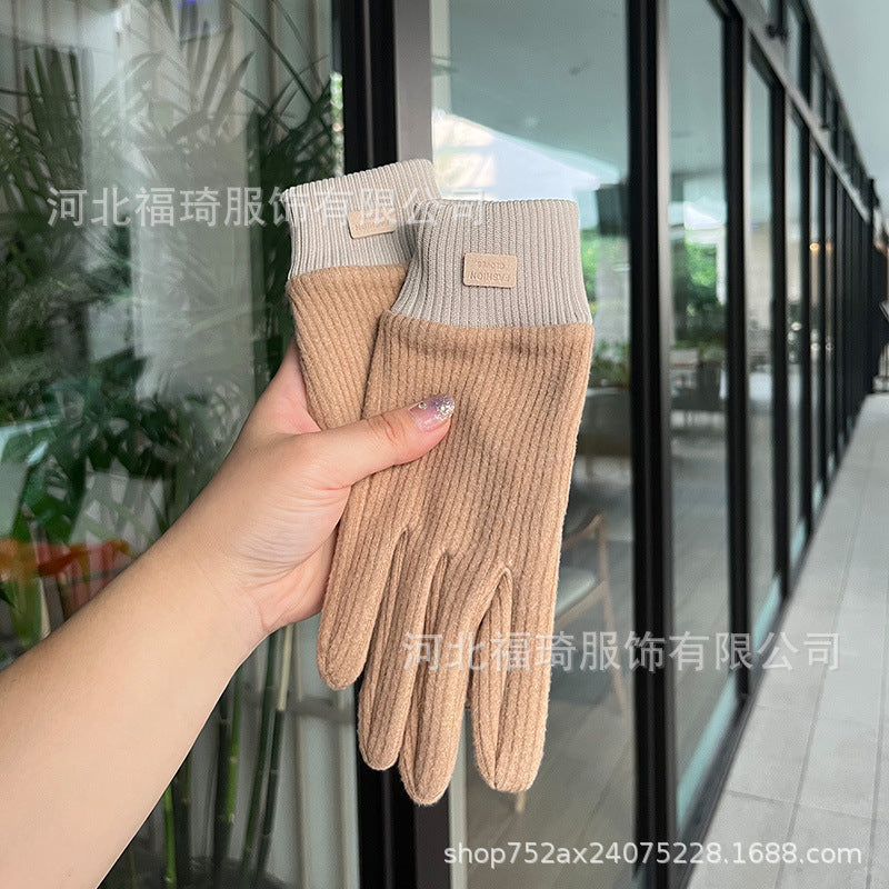 Wholesale Corduroy Plus Velvet Touch Screen Cold-proof Warm Gloves