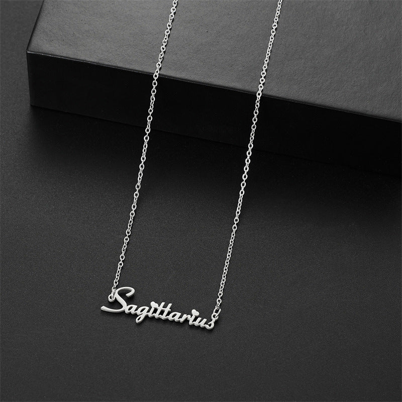 Wholesale Stainless steel twelve zodiac signs English jewelry