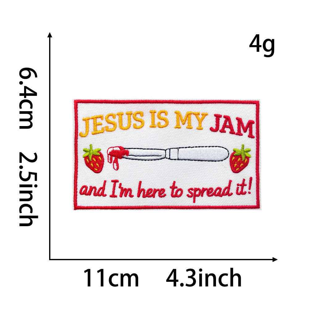 Wholesale Chic Retro Embroidered Iron On Patch Funny Text Rectangle Applique For Coats Decorative