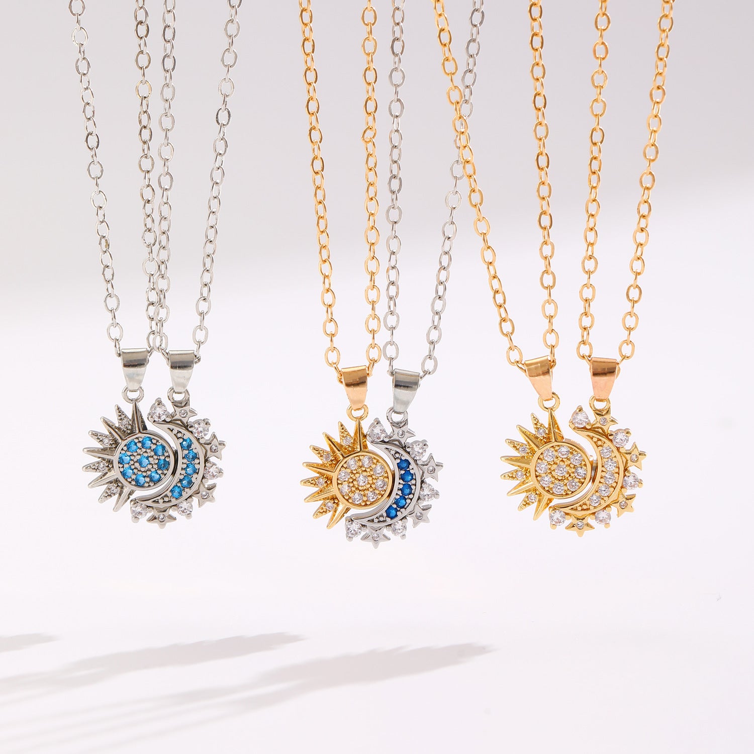 Wholesale Chic Moon Sun Magnetic Couple Necklace Alloy Jewelry Accessory For Resale