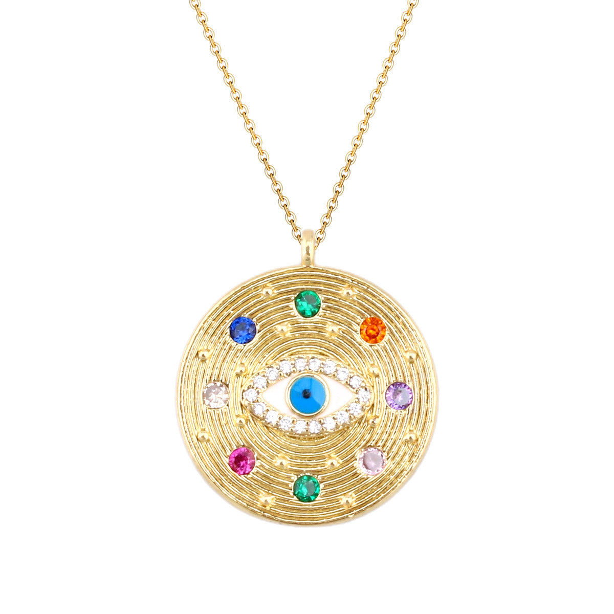 Wholesale Gold Plated Evil Eye Pendant Necklace European Fashion Style Jewelry Accessory For Everyday Gift