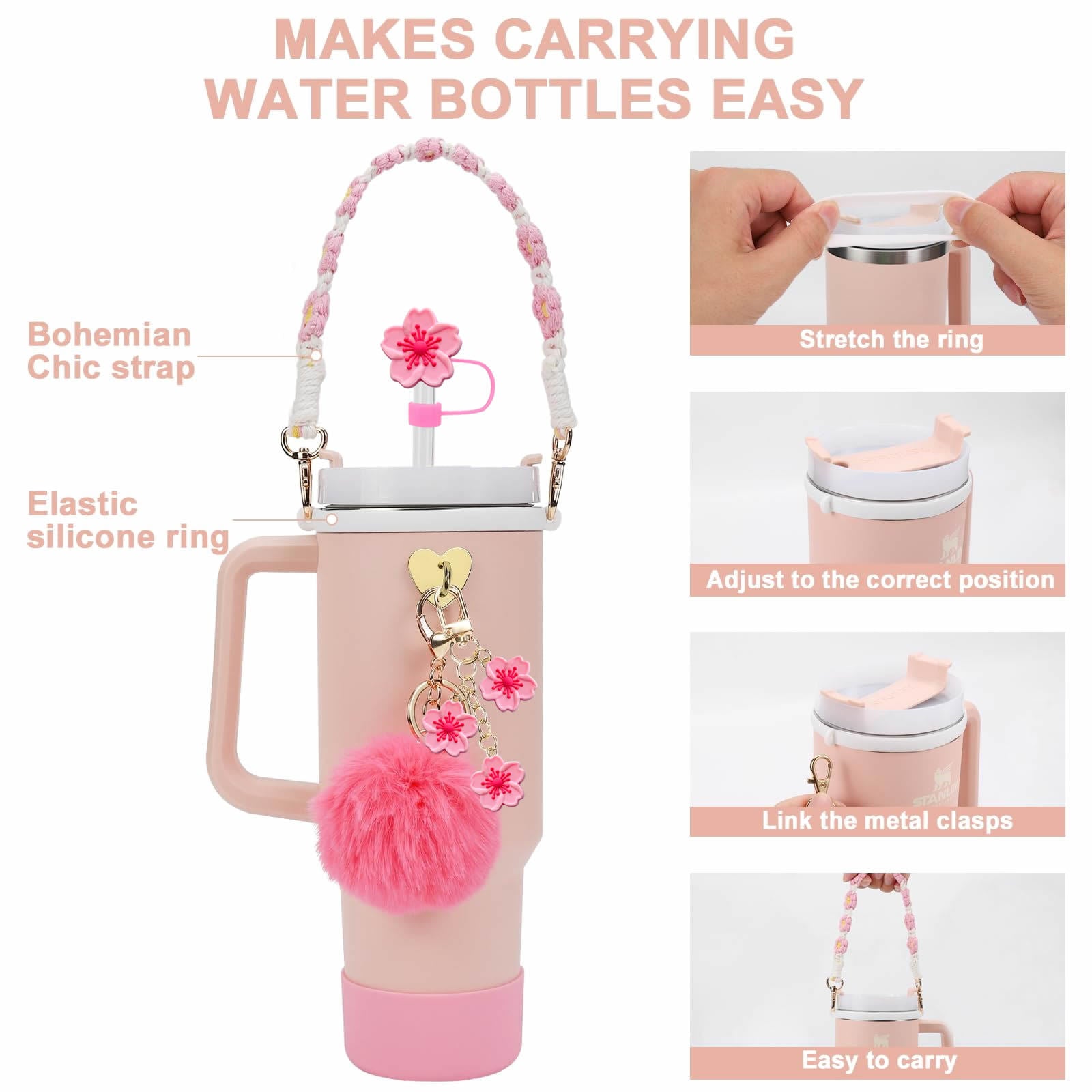 Wholesale Daisy water cup decoration straw hat cup sleeve cup chain colorful flower key pendant plush ball pendant