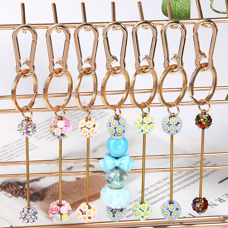 Wholesale 5pcs Original Heavy Industry DIY Rhinestone Flower Metal Key Lobster Clasp Accessories Pendant