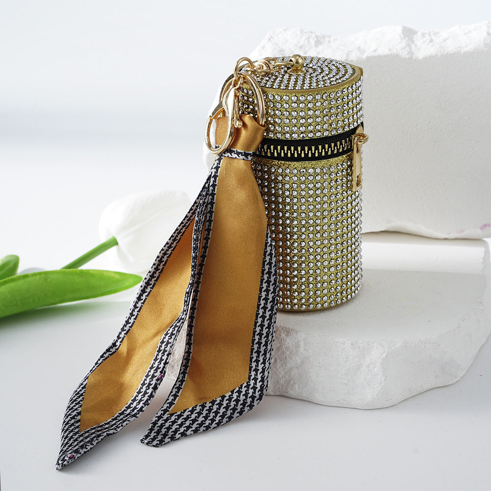 Wholesale Rhinestone Lipstick Bag Coin Purse Silk Scarf Keychain