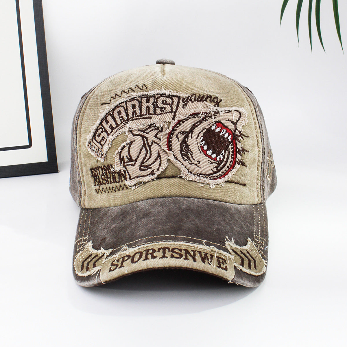 Wholesale Shark Embroidery Denim Baseball Cap