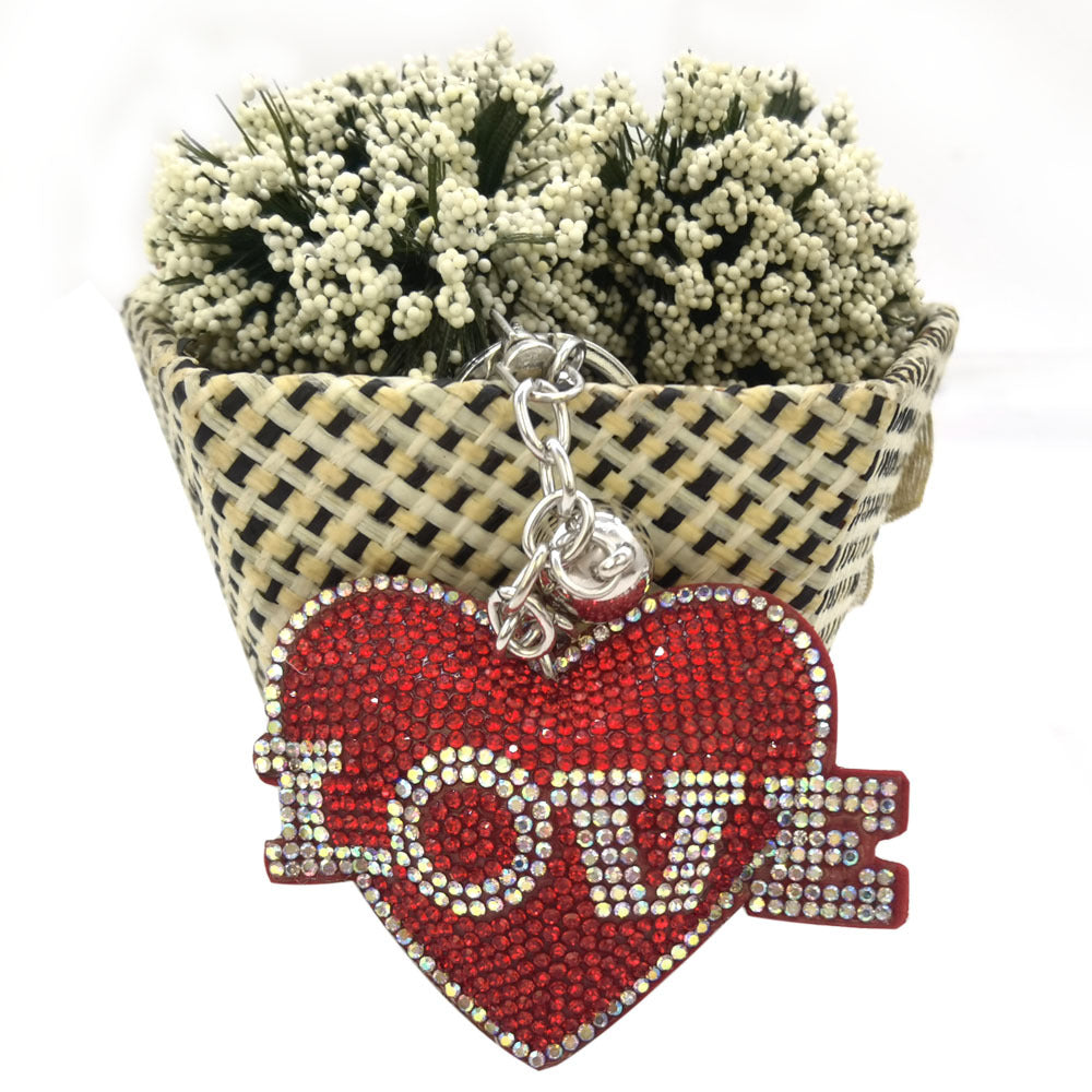 Wholesale 4pcs velvet diamond-encrusted LOVE love key chain